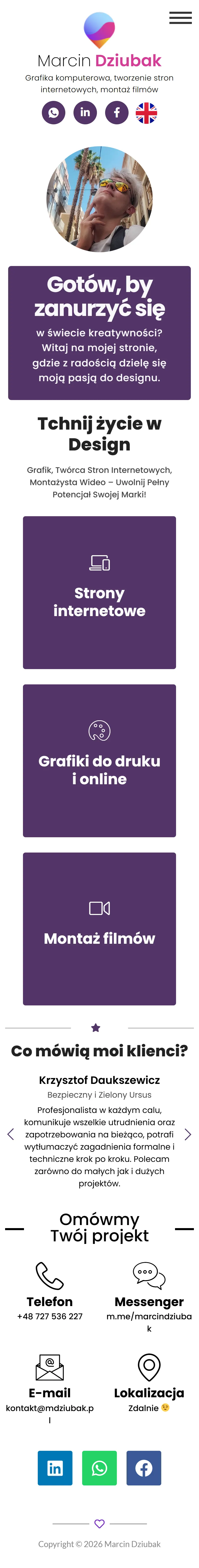 Poprzednia odsłona mdziubak.pl na telefonie