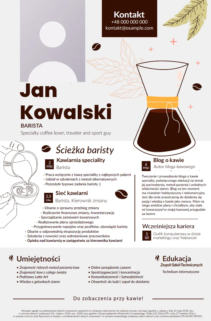 CV baristy — projekt Marcina Dziubaka